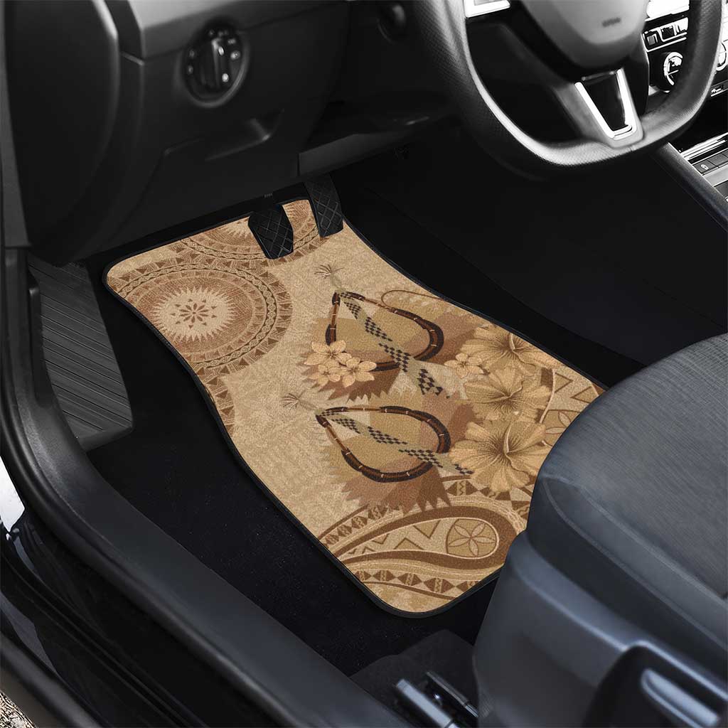 Brown Bula Fiji Car Mats Fijian Dance Fan Tapa Cloth Pattern LT14 - Polynesian Pride