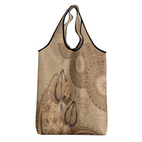 Brown Bula Fiji Grocery Bag Fijian Dance Fan Tapa Cloth Pattern LT14 - Polynesian Pride