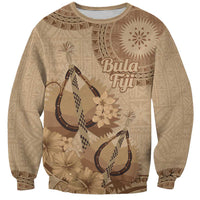 Brown Bula Fiji Sweatshirt Fijian Dance Fan Tapa Cloth Pattern LT14 Unisex Brown - Polynesian Pride