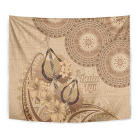 Brown Bula Fiji Tapestry Fijian Dance Fan Tapa Cloth Pattern LT14 - Polynesian Pride