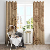 Brown Bula Fiji Window Curtain Fijian Dance Fan Tapa Cloth Pattern LT14 - Polynesian Pride