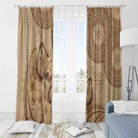 Brown Bula Fiji Window Curtain Fijian Dance Fan Tapa Cloth Pattern LT14 - Polynesian Pride