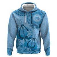 Blue Bula Fiji Hoodie Fijian Dance Fan Tapa Cloth Pattern LT14 Pullover Hoodie Blue - Polynesian Pride