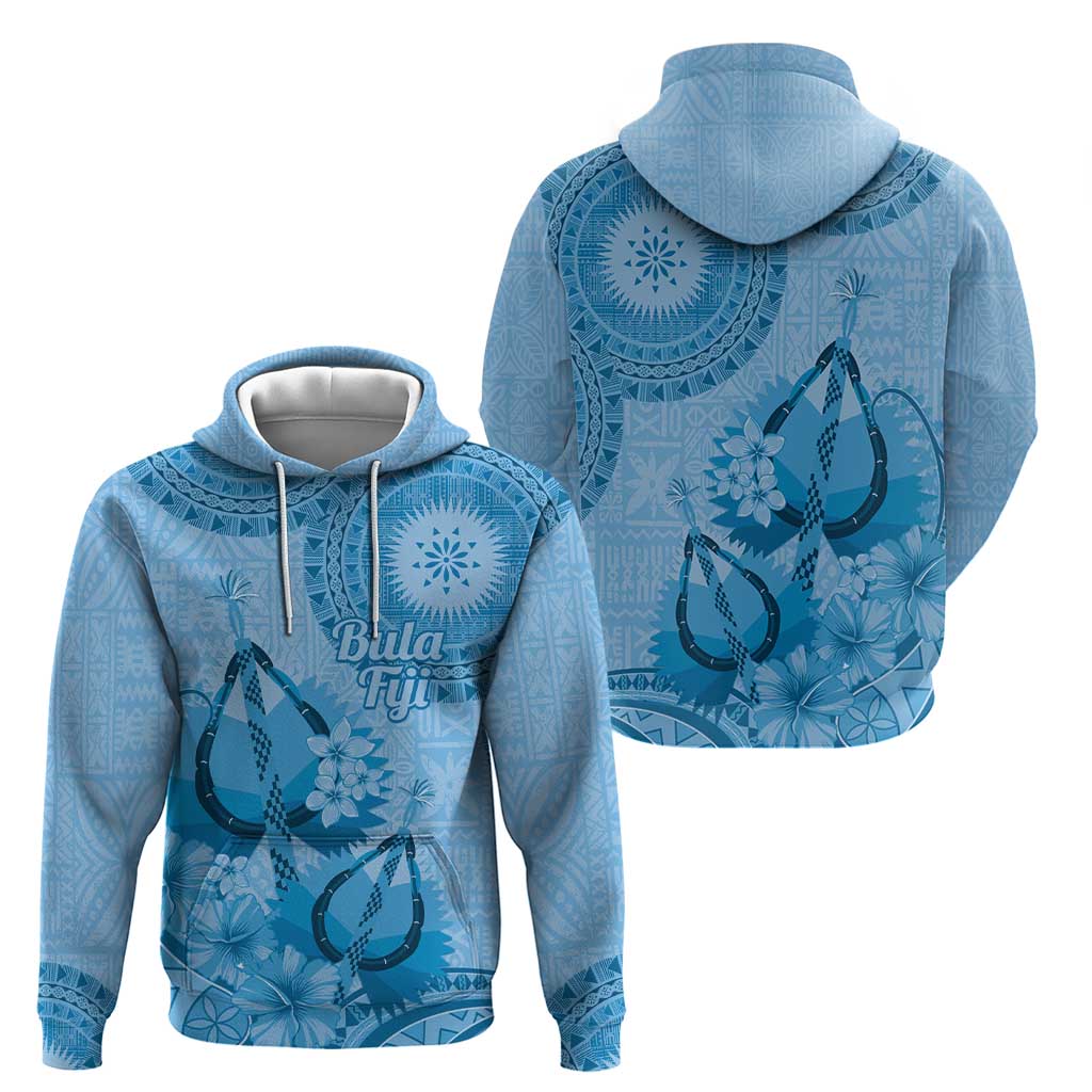 Blue Bula Fiji Hoodie Fijian Dance Fan Tapa Cloth Pattern LT14 - Polynesian Pride