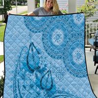 Blue Bula Fiji Quilt Fijian Dance Fan Tapa Cloth Pattern LT14 Blue - Polynesian Pride