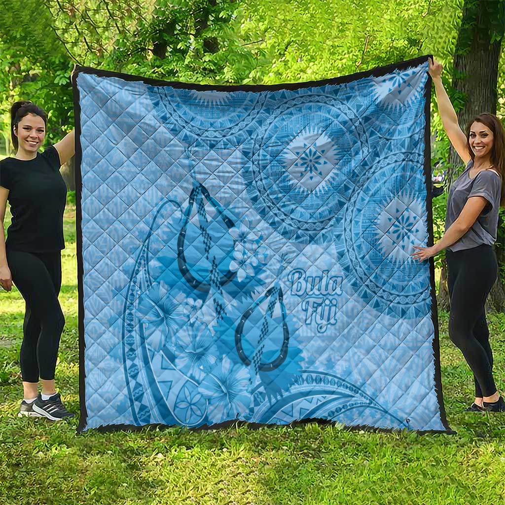Blue Bula Fiji Quilt Fijian Dance Fan Tapa Cloth Pattern LT14 - Polynesian Pride