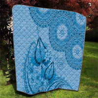 Blue Bula Fiji Quilt Fijian Dance Fan Tapa Cloth Pattern LT14 - Polynesian Pride
