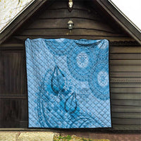Blue Bula Fiji Quilt Fijian Dance Fan Tapa Cloth Pattern LT14 - Polynesian Pride