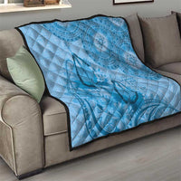 Blue Bula Fiji Quilt Fijian Dance Fan Tapa Cloth Pattern LT14 - Polynesian Pride