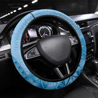 Blue Bula Fiji Steering Wheel Cover Fijian Dance Fan Tapa Cloth Pattern LT14 Universal Fit Blue - Polynesian Pride