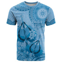 Blue Bula Fiji T Shirt Fijian Dance Fan Tapa Cloth Pattern LT14 Blue - Polynesian Pride