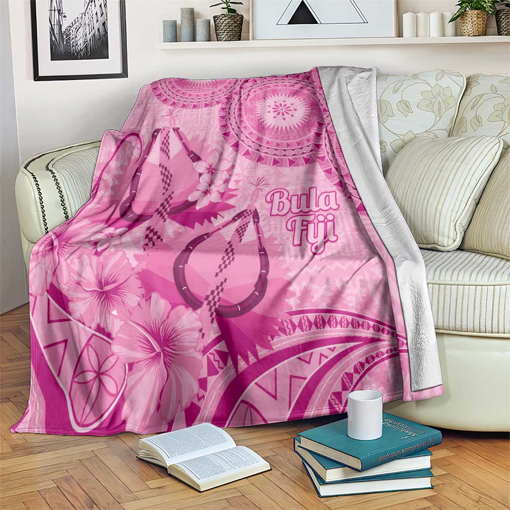 Pink Bula Fiji Blanket Fijian Dance Fan Tapa Cloth Pattern LT14 Pink - Polynesian Pride