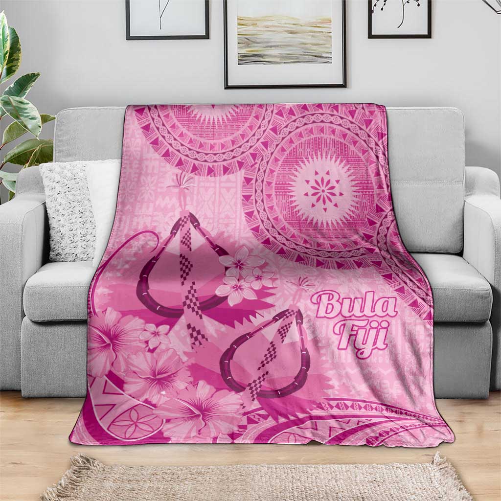 Pink Bula Fiji Blanket Fijian Dance Fan Tapa Cloth Pattern LT14 - Polynesian Pride