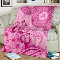 Pink Bula Fiji Blanket Fijian Dance Fan Tapa Cloth Pattern LT14 - Polynesian Pride