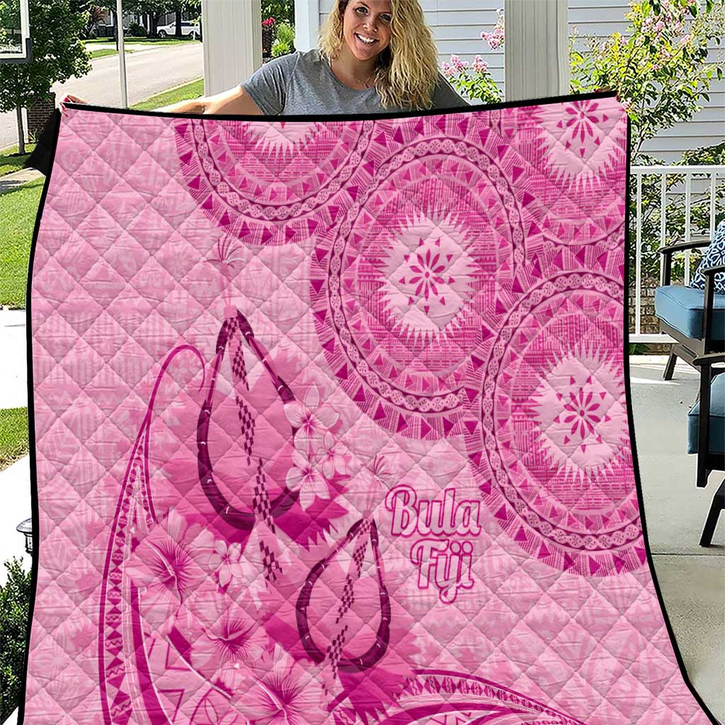 Pink Bula Fiji Quilt Fijian Dance Fan Tapa Cloth Pattern LT14 Pink - Polynesian Pride