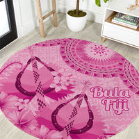 Pink Bula Fiji Round Carpet Fijian Dance Fan Tapa Cloth Pattern LT14 Pink - Polynesian Pride