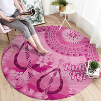 Pink Bula Fiji Round Carpet Fijian Dance Fan Tapa Cloth Pattern LT14 - Polynesian Pride