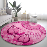Pink Bula Fiji Round Carpet Fijian Dance Fan Tapa Cloth Pattern LT14 - Polynesian Pride
