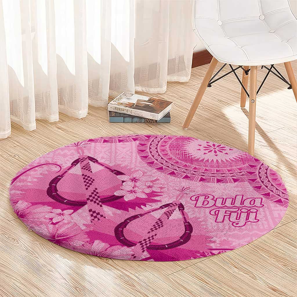 Pink Bula Fiji Round Carpet Fijian Dance Fan Tapa Cloth Pattern LT14 - Polynesian Pride