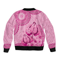 Pink Bula Fiji Sleeve Zip Bomber Jacket Fijian Dance Fan Tapa Cloth Pattern LT14 - Polynesian Pride