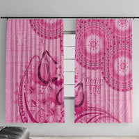 Pink Bula Fiji Window Curtain Fijian Dance Fan Tapa Cloth Pattern LT14 With Hooks Pink - Polynesian Pride
