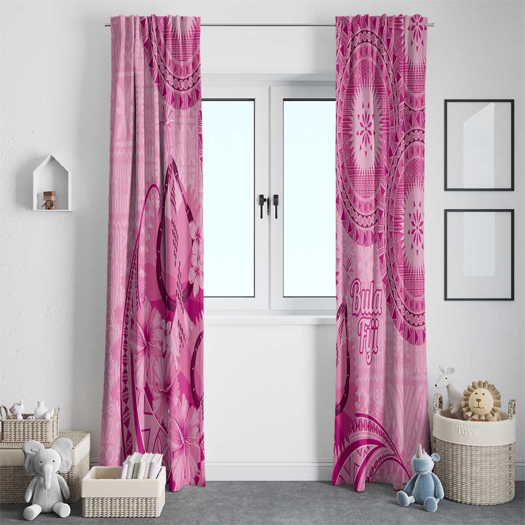 Pink Bula Fiji Window Curtain Fijian Dance Fan Tapa Cloth Pattern LT14 - Polynesian Pride