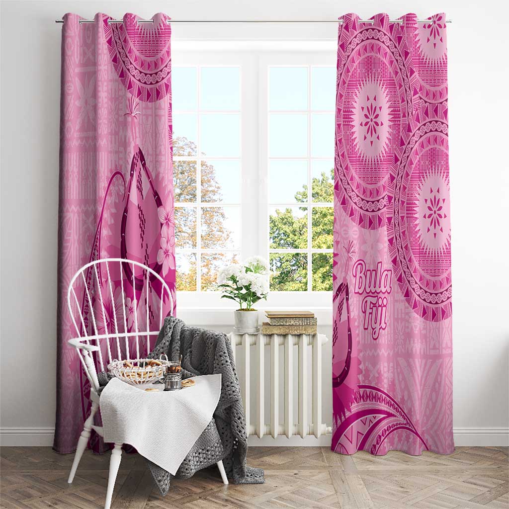 Pink Bula Fiji Window Curtain Fijian Dance Fan Tapa Cloth Pattern LT14 - Polynesian Pride