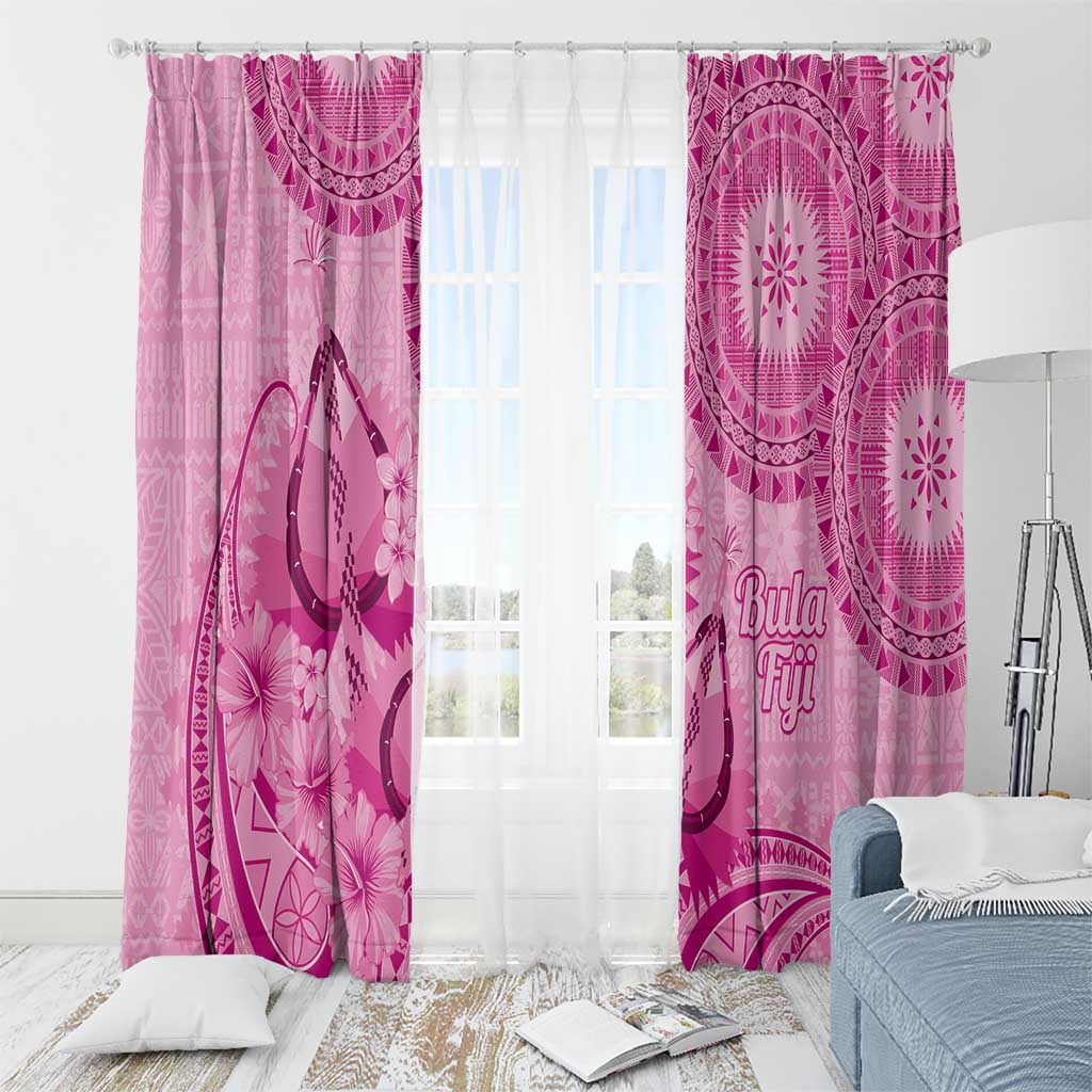 Pink Bula Fiji Window Curtain Fijian Dance Fan Tapa Cloth Pattern LT14 - Polynesian Pride