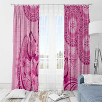 Pink Bula Fiji Window Curtain Fijian Dance Fan Tapa Cloth Pattern LT14 - Polynesian Pride