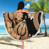 Black Bula Fiji Beach Blanket Fijian Dance Fan Tapa Cloth Pattern LT14 - Polynesian Pride