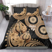 Black Bula Fiji Bedding Set Fijian Dance Fan Tapa Cloth Pattern LT14 - Polynesian Pride