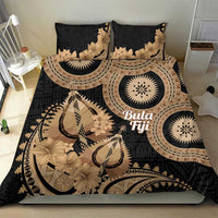 Black Bula Fiji Bedding Set Fijian Dance Fan Tapa Cloth Pattern LT14 - Polynesian Pride
