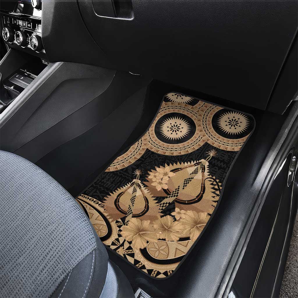 Black Bula Fiji Car Mats Fijian Dance Fan Tapa Cloth Pattern LT14 - Polynesian Pride