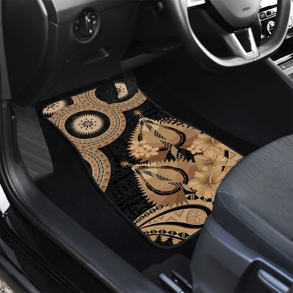 Black Bula Fiji Car Mats Fijian Dance Fan Tapa Cloth Pattern LT14 - Polynesian Pride
