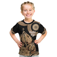 Black Bula Fiji Kid T Shirt Fijian Dance Fan Tapa Cloth Pattern LT14 Black - Polynesian Pride