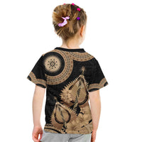 Black Bula Fiji Kid T Shirt Fijian Dance Fan Tapa Cloth Pattern LT14 - Polynesian Pride