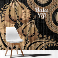 Black Bula Fiji Window Curtain Fijian Dance Fan Tapa Cloth Pattern LT14 - Polynesian Pride