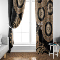 Black Bula Fiji Window Curtain Fijian Dance Fan Tapa Cloth Pattern LT14 - Polynesian Pride