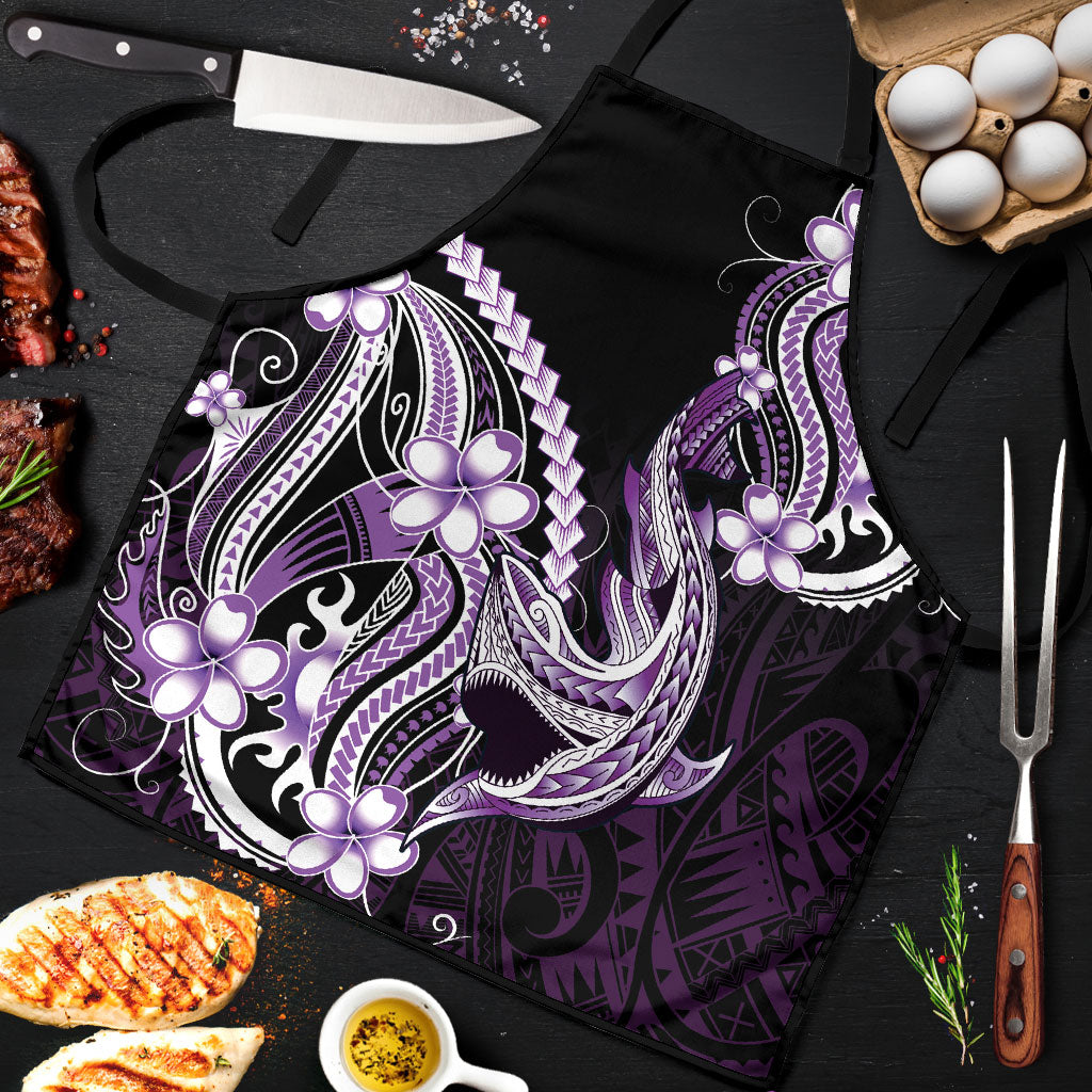 Purple Black Aloha Hawaii Apron Polynesian Shark Tattoo Plumeria LT14 Purple - Polynesian Pride