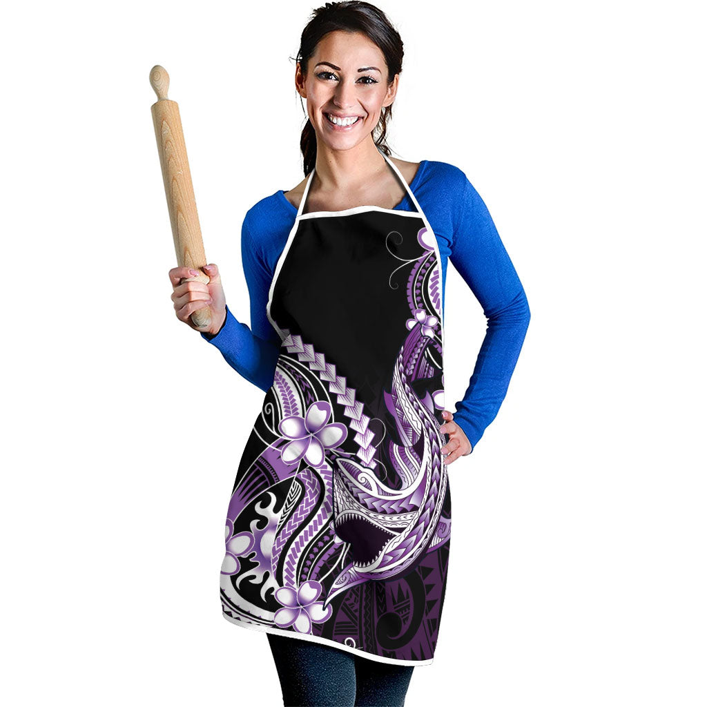 Purple Black Aloha Hawaii Apron Polynesian Shark Tattoo Plumeria LT14 - Polynesian Pride