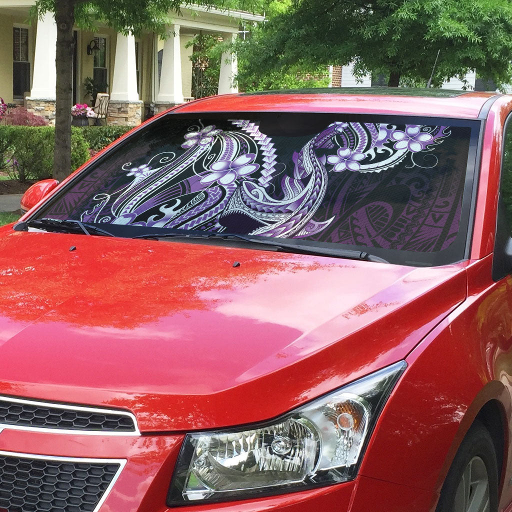 Purple Black Aloha Hawaii Auto Sun Shade Polynesian Shark Tattoo Plumeria LT14 - Polynesian Pride
