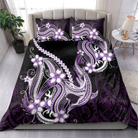 Purple Black Aloha Hawaii Bedding Set Polynesian Shark Tattoo Plumeria LT14 - Polynesian Pride