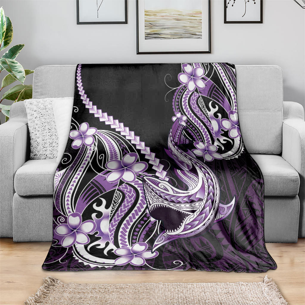 Purple Black Aloha Hawaii Blanket Polynesian Shark Tattoo Plumeria LT14 - Polynesian Pride