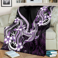 Purple Black Aloha Hawaii Blanket Polynesian Shark Tattoo Plumeria LT14 - Polynesian Pride
