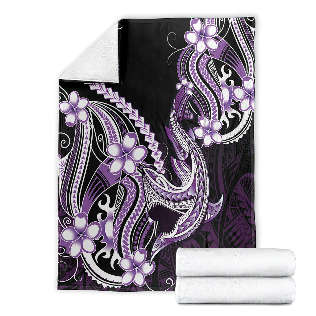 Purple Black Aloha Hawaii Blanket Polynesian Shark Tattoo Plumeria LT14 - Polynesian Pride
