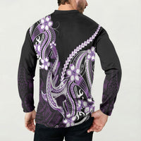 Purple Black Aloha Hawaii Button Sweatshirt Polynesian Shark Tattoo Plumeria LT14 - Polynesian Pride