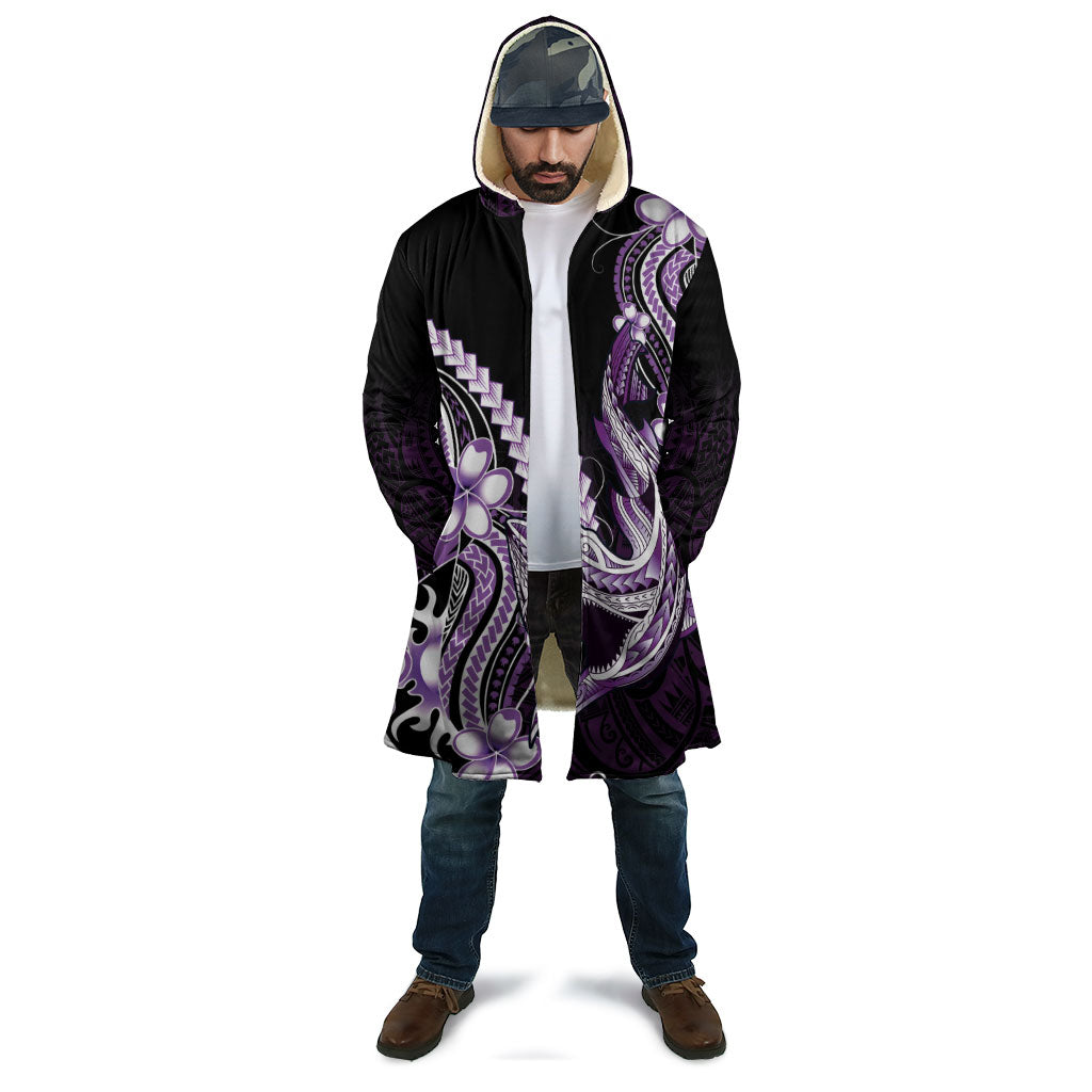 Purple Black Aloha Hawaii Cloak Polynesian Shark Tattoo Plumeria LT14 - Polynesian Pride