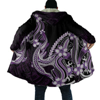 Purple Black Aloha Hawaii Cloak Polynesian Shark Tattoo Plumeria LT14 - Polynesian Pride