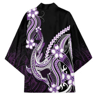 Purple Black Aloha Hawaii Kimono Polynesian Shark Tattoo Plumeria LT14 - Polynesian Pride