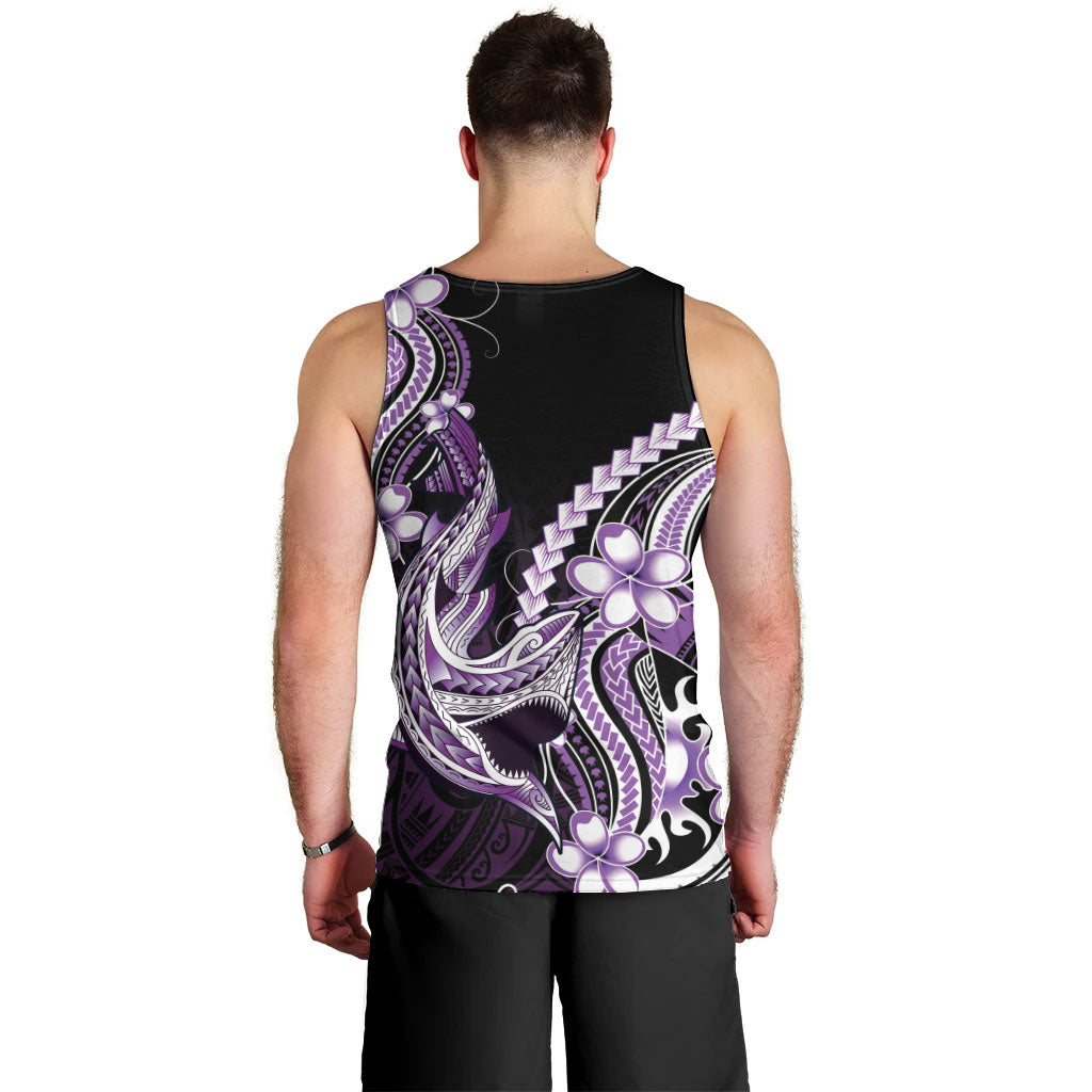 Purple Black Aloha Hawaii Men Tank Top Polynesian Shark Tattoo Plumeria LT14 - Polynesian Pride